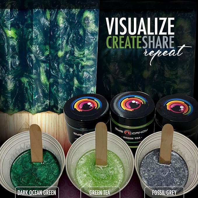 Eye Candy Pigments Premium Green Mica Powder - Dark Ocean Green (50gr) - for Epoxy, Resin, Soap, Paint, Woodworking, Acrylic Pouring, Bath Bombs, Fishing Lures - DIY Arts and Crafts Additive