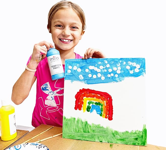 milo Washable Paint | Sparkle Pearlescent Tempera | Set of 8 Colors 8 oz Bottles | Made in the USA | Washable and Non-Toxic Glitter Arts & Crafts Poster Paints for Classroom, School, Project
