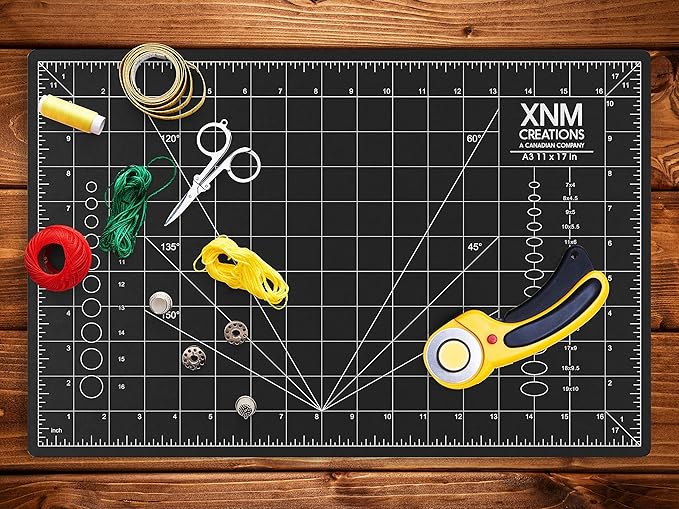 XNM Premium Self Healing Cutting Mat - 12 Inches by 18 inches - A3, 3 Layer Quality PVC Construction - Dual Sided, Imperial and Metric Grid Lines - Perfect for Cutting, Sewing, and Crafts
