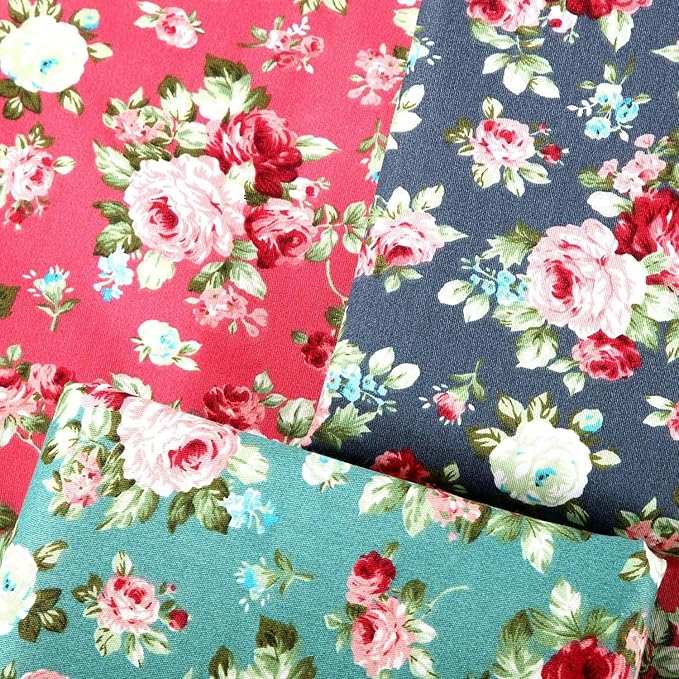 Hanjunzhao 84 Pcs Cotton Fabric Quilt Squares 5x5 inch, Charm Packs for Quilting 5 inch Clearance, 5" Charm Squares - for Quilting, Sewing, Birthday Valentine's Party Decor, and Crafts, Retro Floral