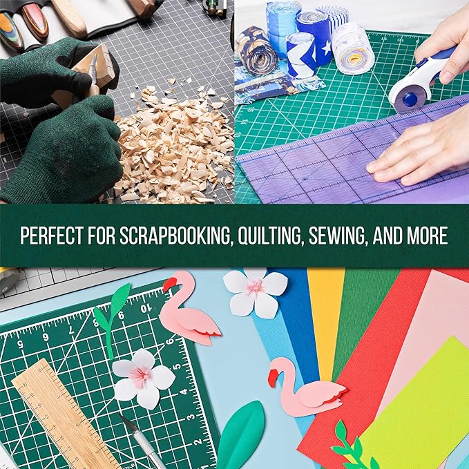 U.S. Art Supply 9" x 12" Self-Healing Cutting Mat 5-Ply - Double-Sided Green/Black Craft Mat, Non-Slip Cutting Mats for Crafts, Sewing, Quilting, Scrapbooking