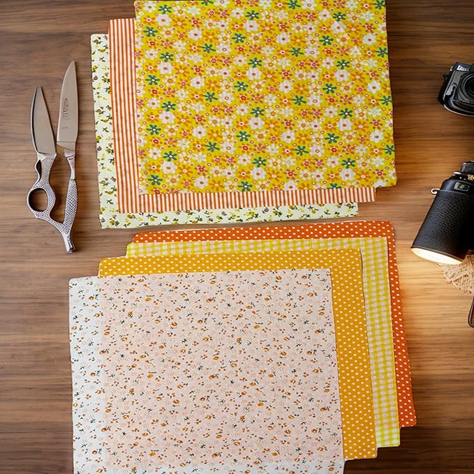42 Pieces Cotton Fabric Squares for Quilting,9.8 x 9.8 inches, Floral and Pattern Prints, Pre-Cut Bundle for DIY Sewing