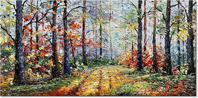 Art Forest Landscape Oil Painting Modern Abstract Art Wall Decoration 24x48 inches
