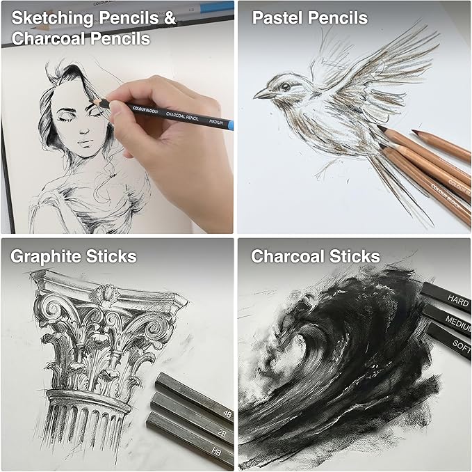 COLOUR BLOCK Drawing Pencils & Kits-Art Supplies for Kids, Teens, Adults-Colored Pencils, Charcoal, Pastels, Sketch Books for Artists, Anime Drawing, Architecture