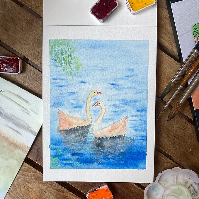 tumuarta Watercolor Paper Pad 100% Cotton, 5X7”, 140 LB, 300 GSM, 20 Sheets, Natural White, Acid Free, Cold Press, Watercolor Mixed Media Sketch Books for Watercolors, Acrylic and More.