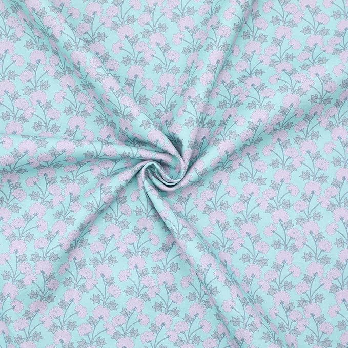 Tinyspool & Co. 100% American Cotton Fabric – 3 Yard Cut Quilting Fabric – Prewashed Preshrunk Yardage for Quilt Backing Borders Binding Sewing Crafts – Merry Mermaid No.15 – Jade Flora
