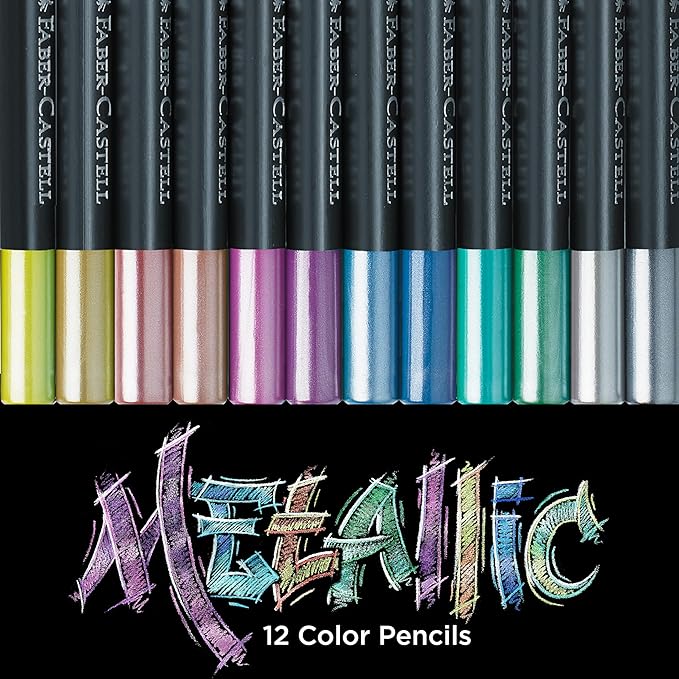 Faber-Castell Black Edition Colored Pencils, Metallic 1 Count (Pack of 12)