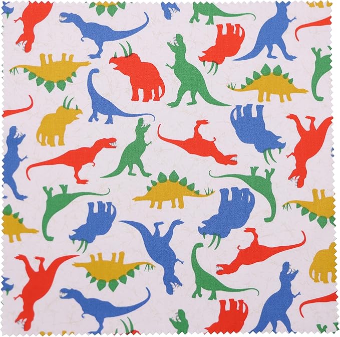 Hanjunzhao 84Pcs Dinosaur Print Cotton Fabric Squares 5x5, Charm Packs for Quilting 5 inch Squares for Quilting, Patchwork Baby Boy Blanket & Quilts, Home Decor, and DIY Crafts, Cartoon Dinosaurs