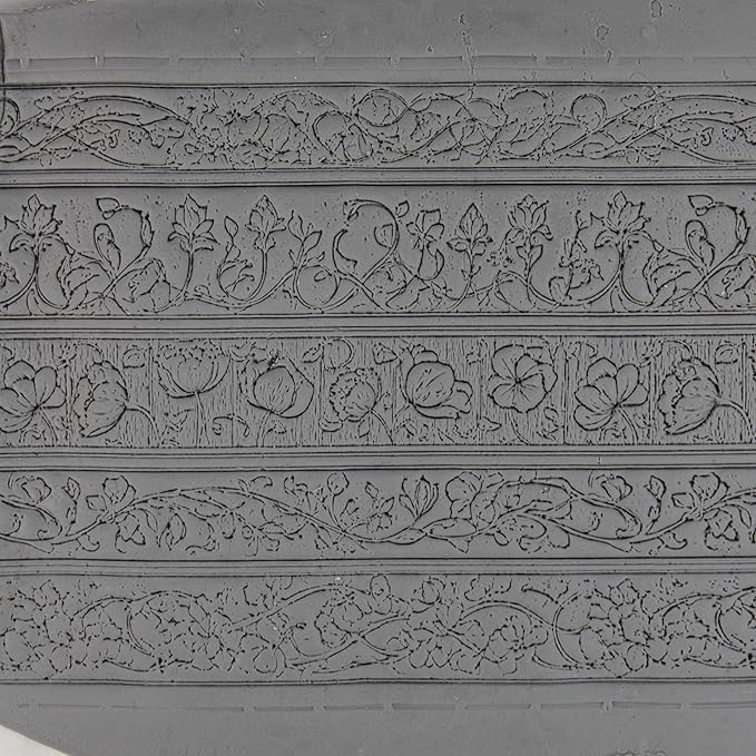 Garden Scrollwork Clay Texture Roller (4") - Seamless Border Set #01 - Embossing Pattern Roller for Polymer & Ceramic Clay, Pottery & Crafts