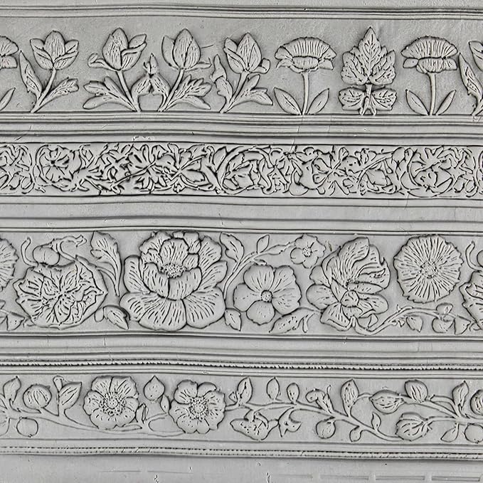 Garden Reverie Collection 4-Pack Clay Texture Rollers (4") - Seamless Border Set #01 - Embossing Pattern Rollers for Polymer & Ceramic Clay, Pottery & Crafts