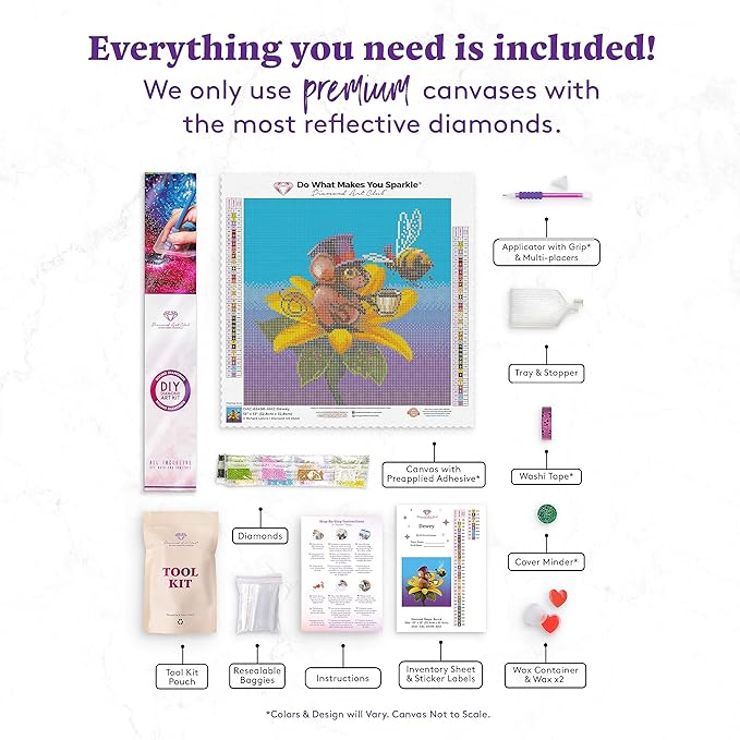DIAMOND ART CLUB Dewey - Mouse Diamond Painting Kit, Fun DIY Crafts for Adults, Round Diamond Art Canvas, 13" x 13"