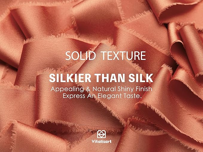 Vitalizart Terracotta Silk Satin Ribbon 1-1/2 inch x 15 Yard Fall Ribbon Burnt Orange Handmade Frayed Ribbons for Gift Wrapping Baby Shower Wedding Bridal Bouquets Holiday Decor