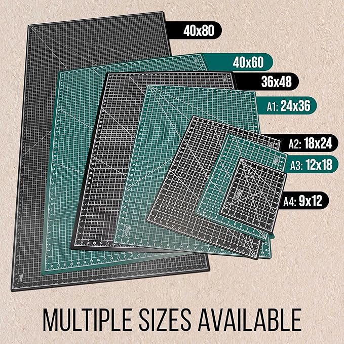 U.S. Art Supply 9" x 12" Self-Healing Cutting Mat 5-Ply - Double-Sided Green/Black Craft Mat, Non-Slip Cutting Mats for Crafts, Sewing, Quilting, Scrapbooking