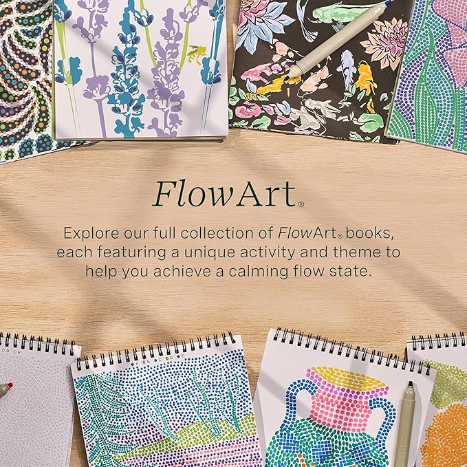 Lifelines FlowArt Activity Pad, 4-Pack - Guided Art Meditations with Markers - Color by Letter, Dot-Art and More, Coloring Books for Teens, Adults & Seniors
