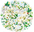 100 Pcs White Floral Stickers for Scrapbooking – Clear Flower Plant Decals, Aesthetic Botanical Watercolor Stickers for Journaling, Planners, Cards, Resin Crafts