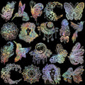 ARTSMONA 80 Pieces Large Size Holographic Stickers, Glitter Shiny Iridescent Transparent Resin Sticker Decals for Scrapbook Junk Journal Bullet Journals Planners Laptops Water Bottles Paper Crafts