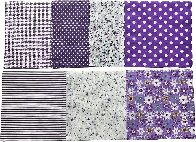 42 Piece Cotton Quilting Fabric Squares, 5x5 Inch Pre-Cut Floral Patchwork Bundle in Red, Pink, Yellow, Green, Blue, Purple for DIY Sewing, Scrapbooking, Craft Projects