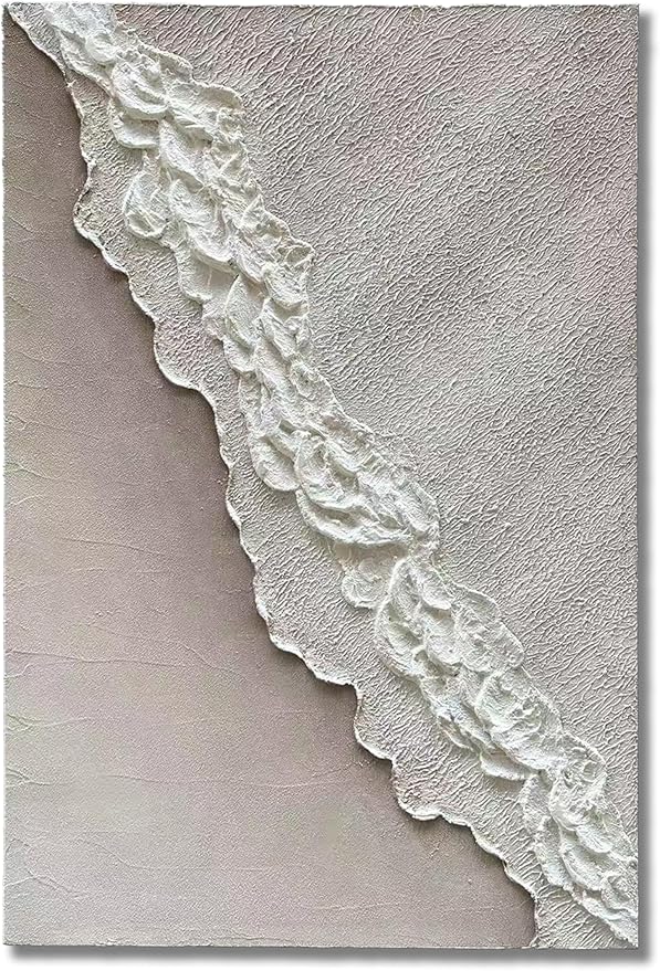 Art Hand-Painted Beach Wave Landscape Art Oil Painting with White Texture Abstract Style for Home Wall Decoration. 40x28 inches