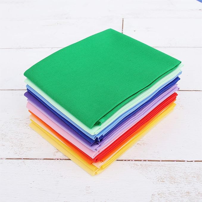 Threadart 12 Fat Quarter Bundle - Rainbow and Pastel Solids 100% Cotton Fabric - Premium 100% Cotton Quilting Fabric - No Duplicates - Full Size Fat Quarters 18"x21"