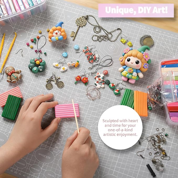 Polymer Clay 82 Colors, Modeling Clay for Kids, Non-Sticky Oven Bake Clay with Sculpting Tools and Accessories, Halloween Christmas Gift for Children and Artists