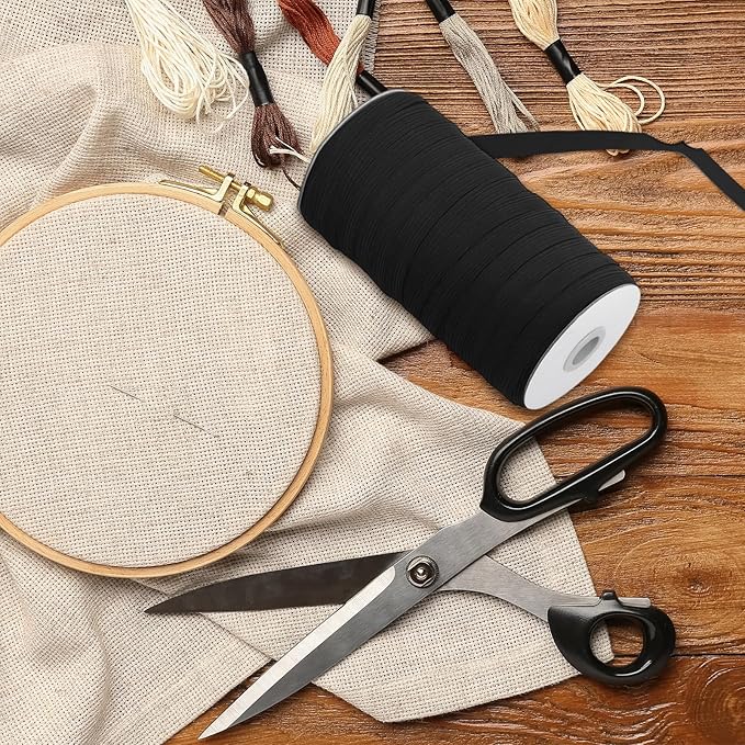 Coopay 60 Yards Length 3/8" Width Elastic Bands Flat Elastic Cord Rope Heavy Stretch Spool Knit for Sewing DIY Projects, Arts & Crafts, 2 Rolls, 30 Yards/Roll (Black, 3/8 Inch)