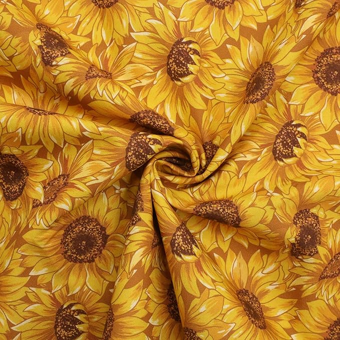 Tinyspool & Co. 100% American Cotton Fabric – 3 Yard Cut Quilting Fabric – Prewashed Preshrunk Yardage for Quilt Backing Borders Binding Sewing Crafts – Fall is Here No.14 – Sunflower Yellow