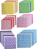 42PCS Cotton Fabric Squares for Quilting-9.8x9.8 inches, Multi-Color Floral Prints, Red Pink Yellow Green Blue Purple