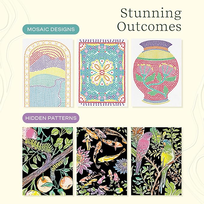 Lifelines FlowArt Activity Pad, 2-Pack & Bonus Pad - Guided Art Meditations with Markers - Mediterranean Mosaic Designs & Animal Hidden Patterns - Coloring Books for Tweens, Adults & Seniors