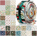 60 Pcs Christmas Quilting Fabric Roll 2.6 x 40" Cotton Fabric Strips Precut Jelly Patchwork for Craft Sewing(Winter)