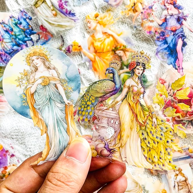 90 Pcs Vintage Greek Roman Mythology Goddess Stickers, Retro Aesthetic Clear Scrapbook Stickers for Journaling, Planner, Craft, Laptop, Water Bottle Decoration