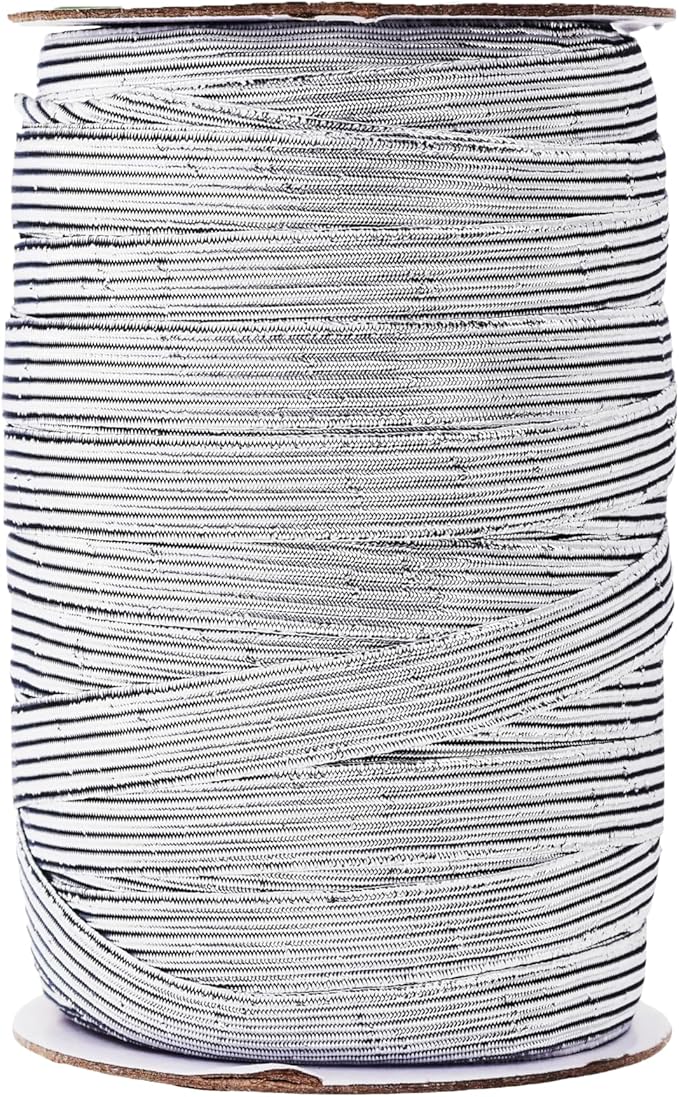 Mandala Crafts 16mm 20 Yds Roll of Metallic Silver Elastic Bands for Sewing - 5/8 Flat Elastics Cord - 5 8 Inch Braided Stretch Straps for Crafting