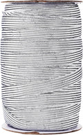 Mandala Crafts 16mm 20 Yds Roll of Metallic Silver Elastic Bands for Sewing - 5/8 Flat Elastics Cord - 5 8 Inch Braided Stretch Straps for Crafting