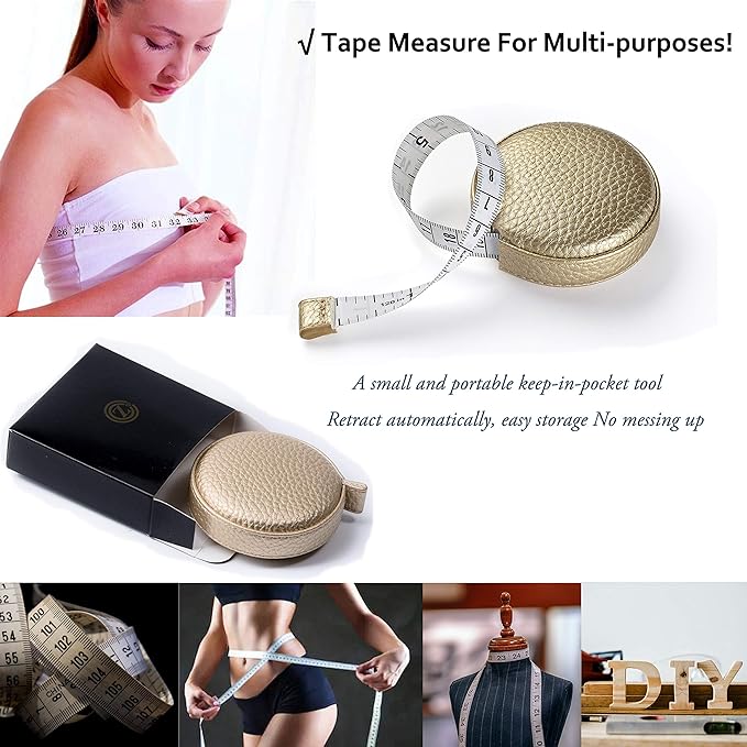 3m/120 Tape Measure Body Measuring Tape for Body Cloth Tape Measure for Sewing Fabric Tailors Medical Measurements Tape Dual Sided Retractable Ruler (Gold, 1 Pack)