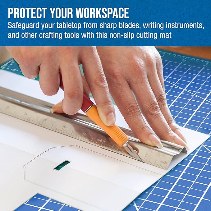U.S. Art Supply 9" x 12" Self-Healing Cutting Mat 5-Ply - Double-Sided Pink/Blue Craft Mat, Non-Slip Cutting Mats for Crafts, Sewing, Quilting, Scrapbooking