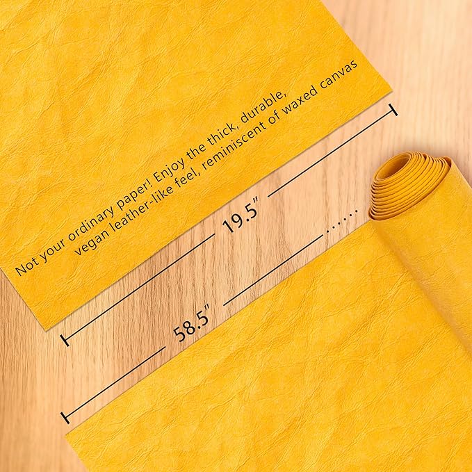 GONGZITEM Washable Kraft Paper Roll 19.5" x 58.5" – Sewable Kraft Paper Fabric for DIY Bag Making, Tote & Lunch Bags – Leather-Like Craft Material (GZ03)