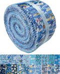 LUMANSUO Jelly Roll Fabric Strips 40PCS (2.5 x 44 Inch)- 20 Assorted Floral Prints, 100% Cotton, Precut Fabrics for Needlecraft and Quilting Sewing， Blue Moonlight