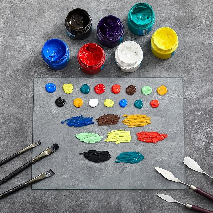 Nuanchu 1 Pcs 9 x 12 Inches Clear Tempered Glass Palette for Oil Painting Keeps Wet Paint Fresh Scratch Resistant Easy Clean up for Palette Artist Supplies DIY Color Mixing