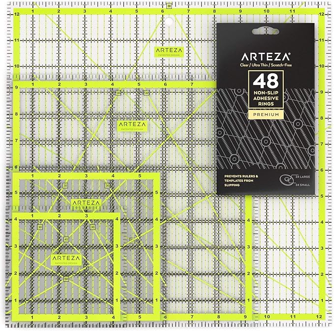 ARTEZA Quilting Rulers Set of 4, Double-Colored Acrylic Sewing Ruler