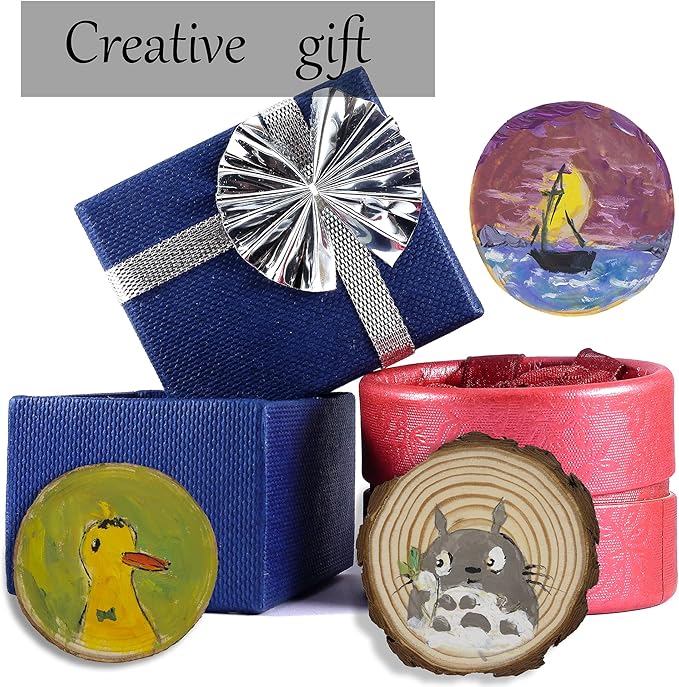 Unfinished Natural Wooden Slices 60 Pcs 3.2-4 Inch Wood Circles for Crafts DIY Christmas Ornament Craft Wood Kit with Bit,Blank Round Wood Slice with Bark for Art,Painting,Party (60)