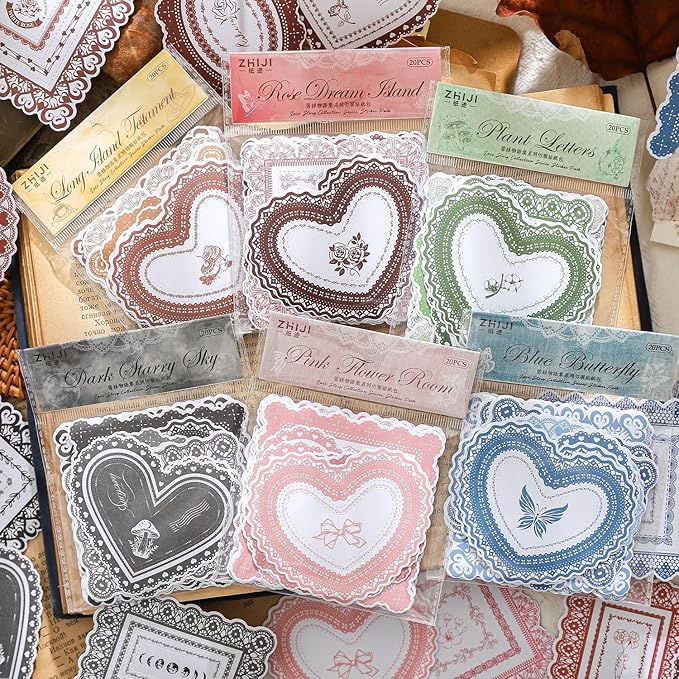 Alideco 120pcs Scrapbook Stickers Vintage Floral Lace Border Scrapbooking Junk Journal Crafts Embelishment Decoration Stickers (leisiwuyu)