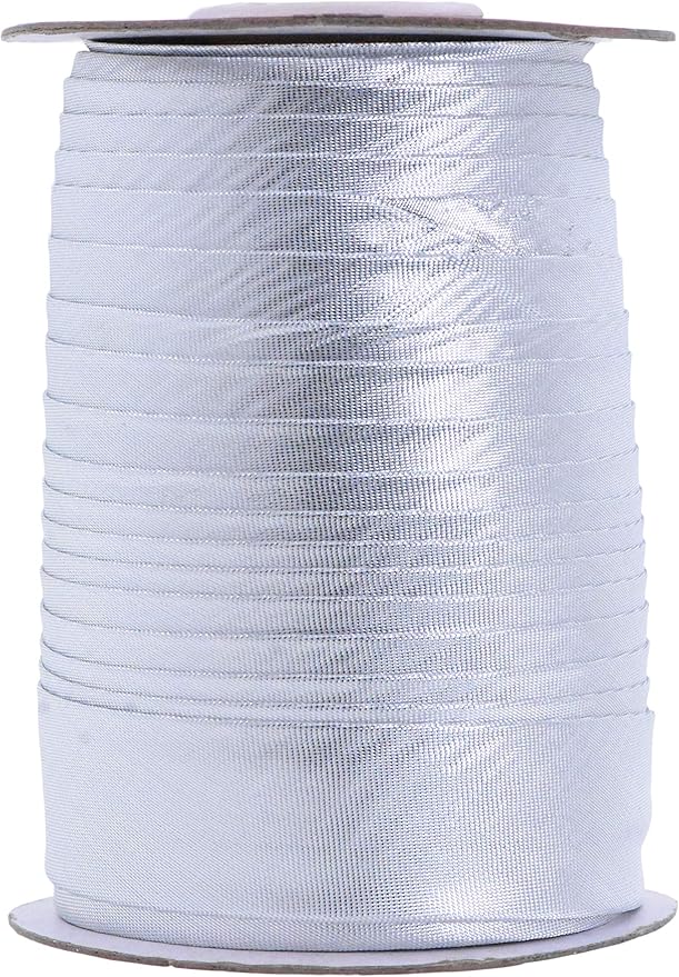 Mandala Crafts 55 Yards 1 Inch Silver Double Fold Bias Tape for Sewing - Bias Binding Tape for Quilting Binding, Hemming, Seam, and Fabric Piping