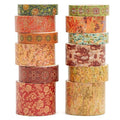 12 Rolls Chinoiserie Washi Tape Set Chinese Arts Adhesive Tapes Geometric Garden Decorative Masking Tape Sets for Craft, Kids, Scrapbook, DIY, Gift Wrapping (Moon Over The Borderlands)