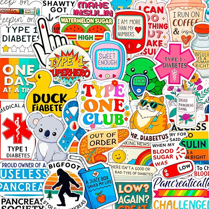 100Pcs Diabetes Stickers for Water Bottle - Diabetic Stickers and Decals - Diabetes Gifts for Diabetics - Gift for Women & Men