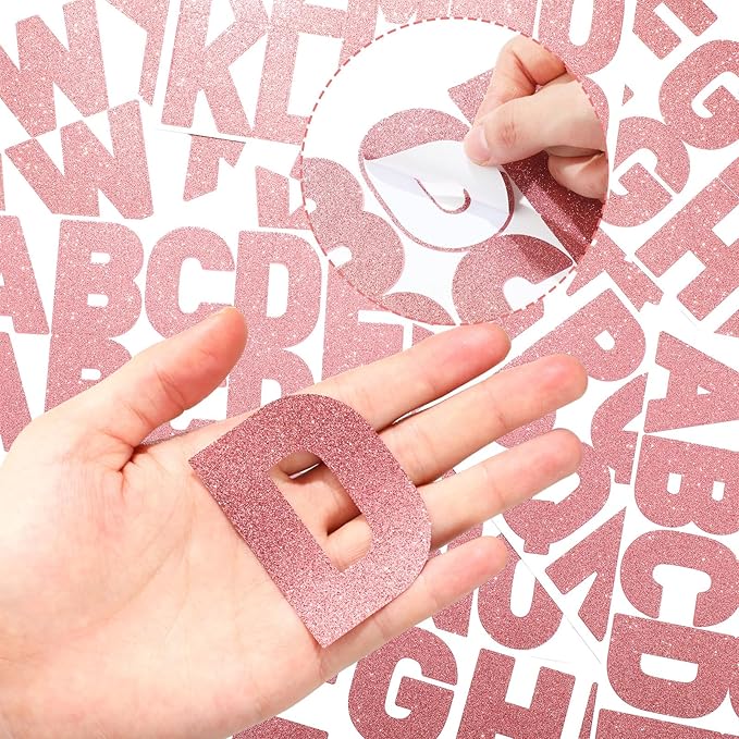 Harloon 232 Pcs 24 Sheets Large Glitter Letter Stickers Big Font Alphabet Letter Self Adhesive Letters Kit Mailbox Stickers for Mailbox Bulletin Boards Classroom Home(Pink,2.5 Inch)