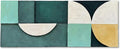 Art Hand-Painted Blue and Green Geometric Figure Abstract Oil Painting 24x60-inch Large Canvas Art Wall for Home and Office Wall Decoration