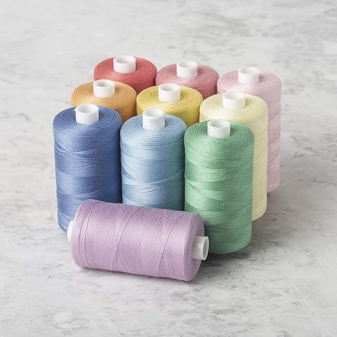 Connecting Threads 100% Cotton Thread Sets - 1200 Yard Spools (Set of 10 - Saltwater Taffy)