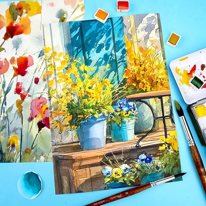 PHOENIX Professional Watercolor Paint Set - Floral Color, 12 Spring Colors Half Pan Water Color Paint Palette with Tin Box, Portable Travel Watercolors for Adults, Artists