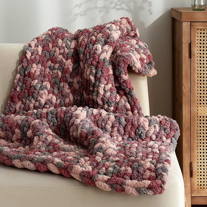 Jumbo Chunky Yarn for Hand Knitting - Super Thick Chenille Chunky Yarn for Crocheting - Extra Soft Bulky Fluffy Blanket Big Yarns 8 Jumbo Pack (27yds,8 oz Each Skein)