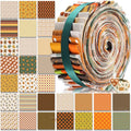 60 Pcs Christmas Quilting Fabric Roll 2.6 x 40" Cotton Fabric Strips Precut Jelly Patchwork for Craft Sewing(Fall)
