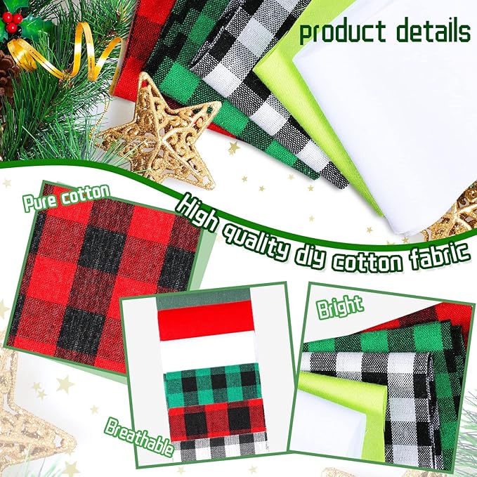 Tegeme 40 Pcs Christmas Jelly Fabric for Quilting, Cotton Buffalo Plaid Patchwork Roll, 2.55 Inch Xmas Roll up Fabric Strips Patchwork roll for Holiday Sewing DIY Crafts (Buffalo Plaid Style)